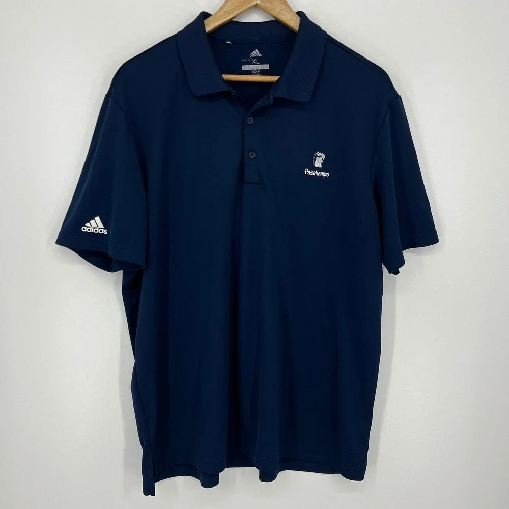 Adidas Golf Mens XL Navy Blue Pasatiempo Polo Shirt Short Sleeve Sport